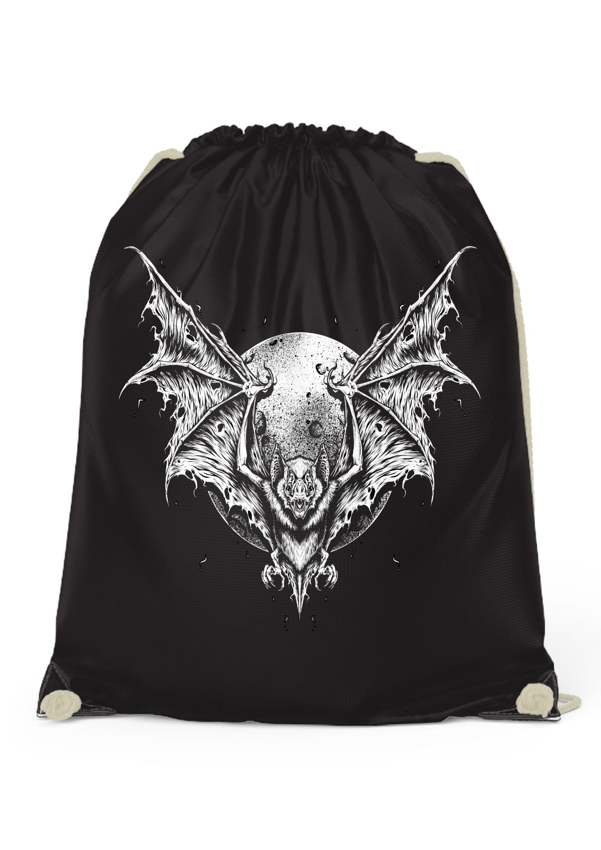 Nachtjäger Gym Bag mit Fledermaus und Mond, externe Kordelhalterungen